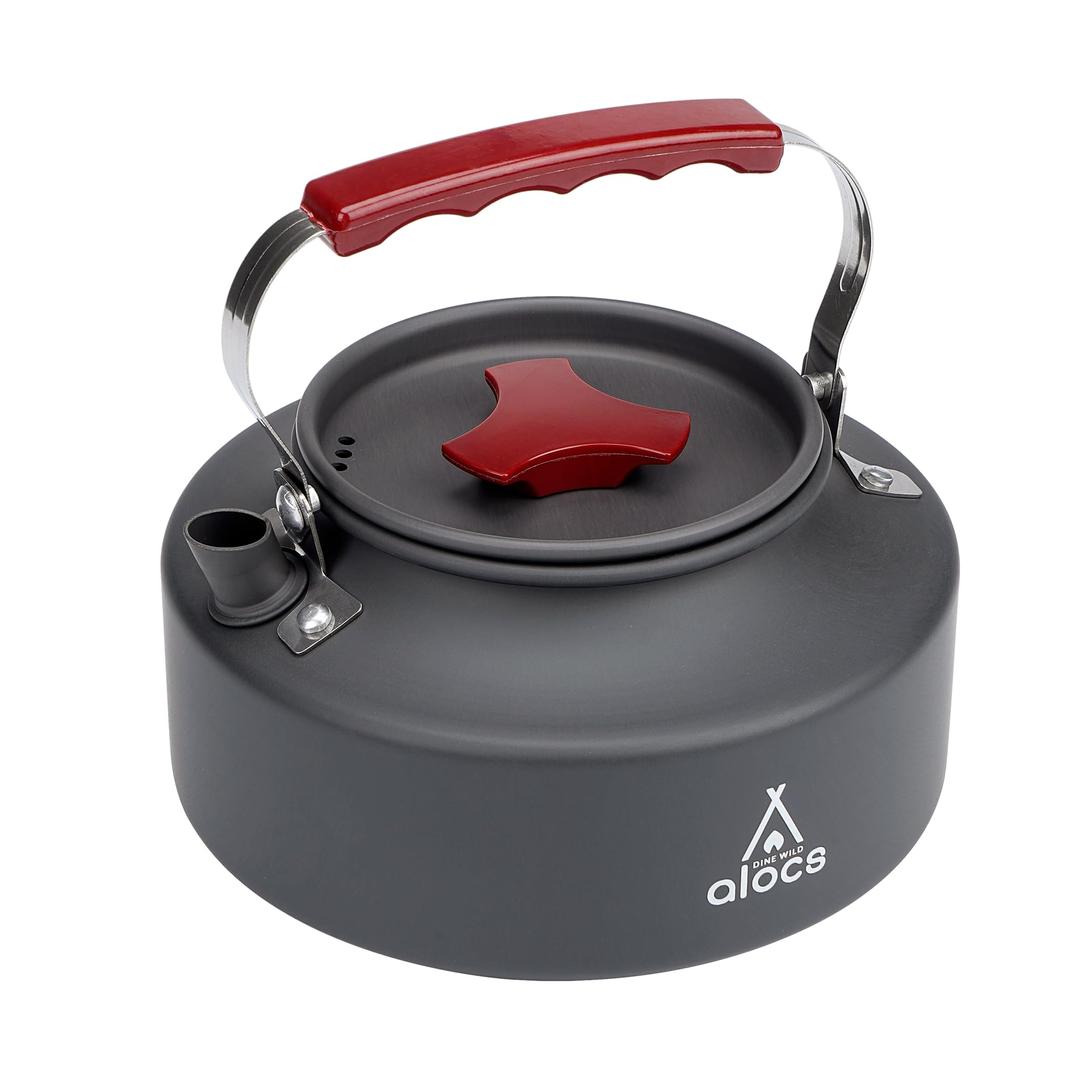 Alocs 1L Kettle Teapot, Portable Camping Coffee Pot, Hard-Anodized Aluminum Camping Kettle, Compact Tea Kettle for Stove Top, Outdoor, Hiking, Camping, Picnic and Traveling.