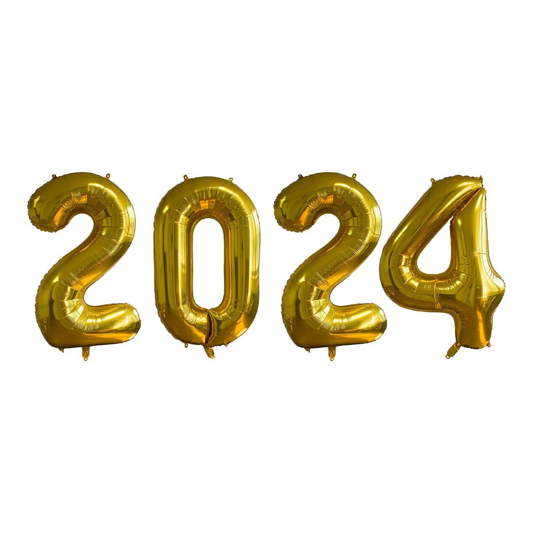 2024 Balloons New Years Eve Decorations 2024 Balloons - Happy New Year Decorations 2024 16 Inch 2024 Numbers Foil Balloon Party Decorations for New Years Eve Party Supplies (Gold)