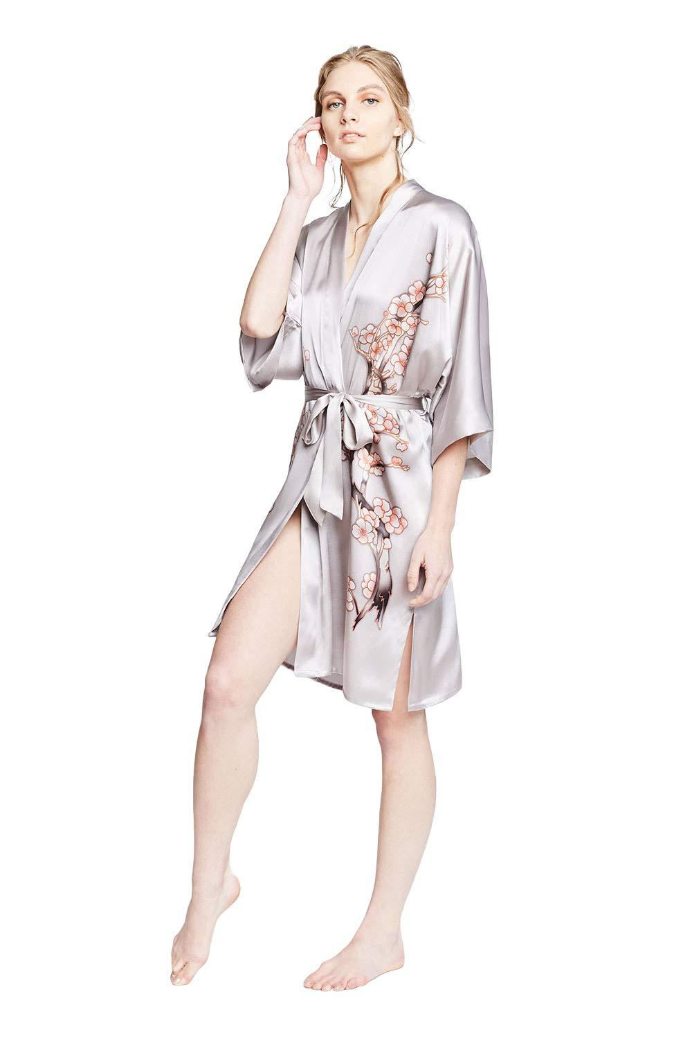 OLDSHANGHAI Women's Silk Kimono Robe Short - Handpainted