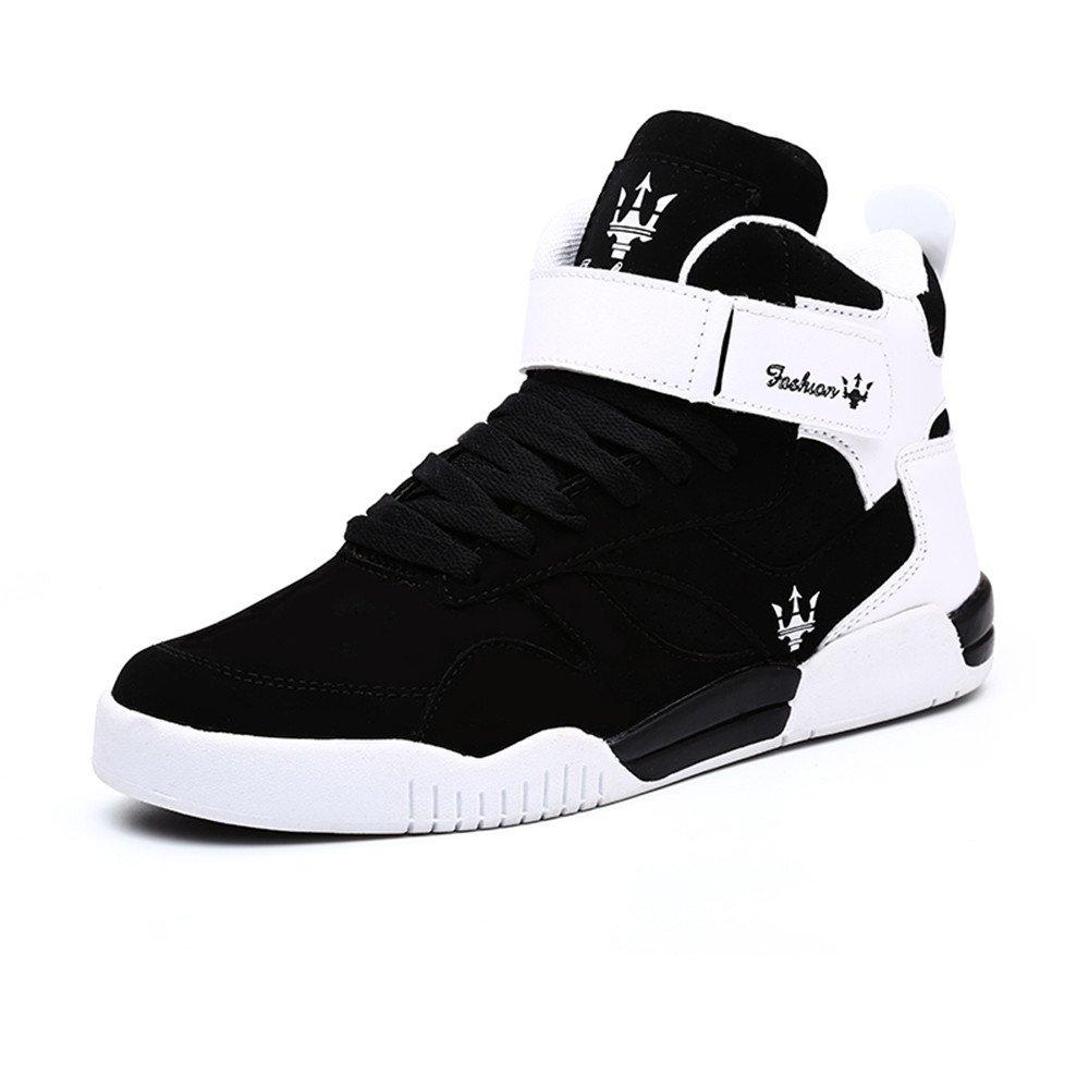 FZUUMen's Fashion High Top Leather Street Sneakers Sports Casual Shoes