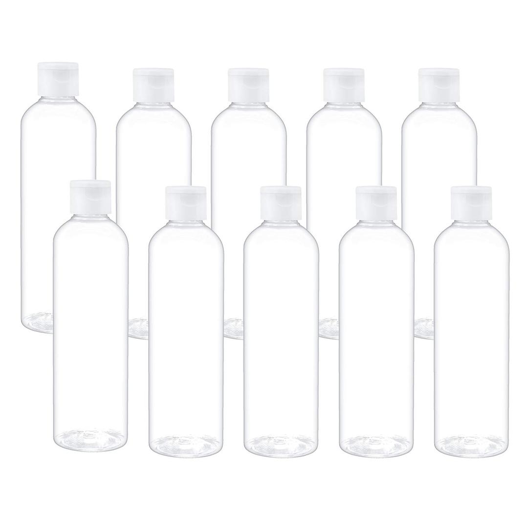 TRENDBOX 8oz/250ml Clear Bottles with Flip Cap Lid BPA-Free Travel Containers For Shampoos,Lotions and Massage Oils - 10 Pack