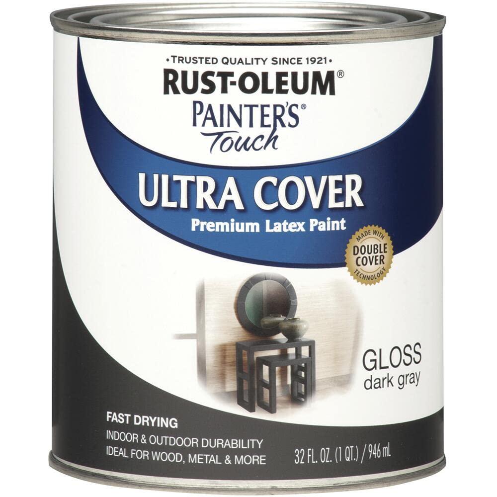 Rust-Oleum1986502 Painter's Touch Latex Paint, Gloss Dark Gray, 1 Quarts (Pack of 1)