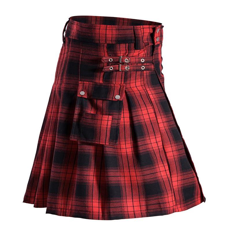 GRAJTCINMens Utility Kilt Scottish Traditional Highland Tartan Kilt Modern Utility Kilt