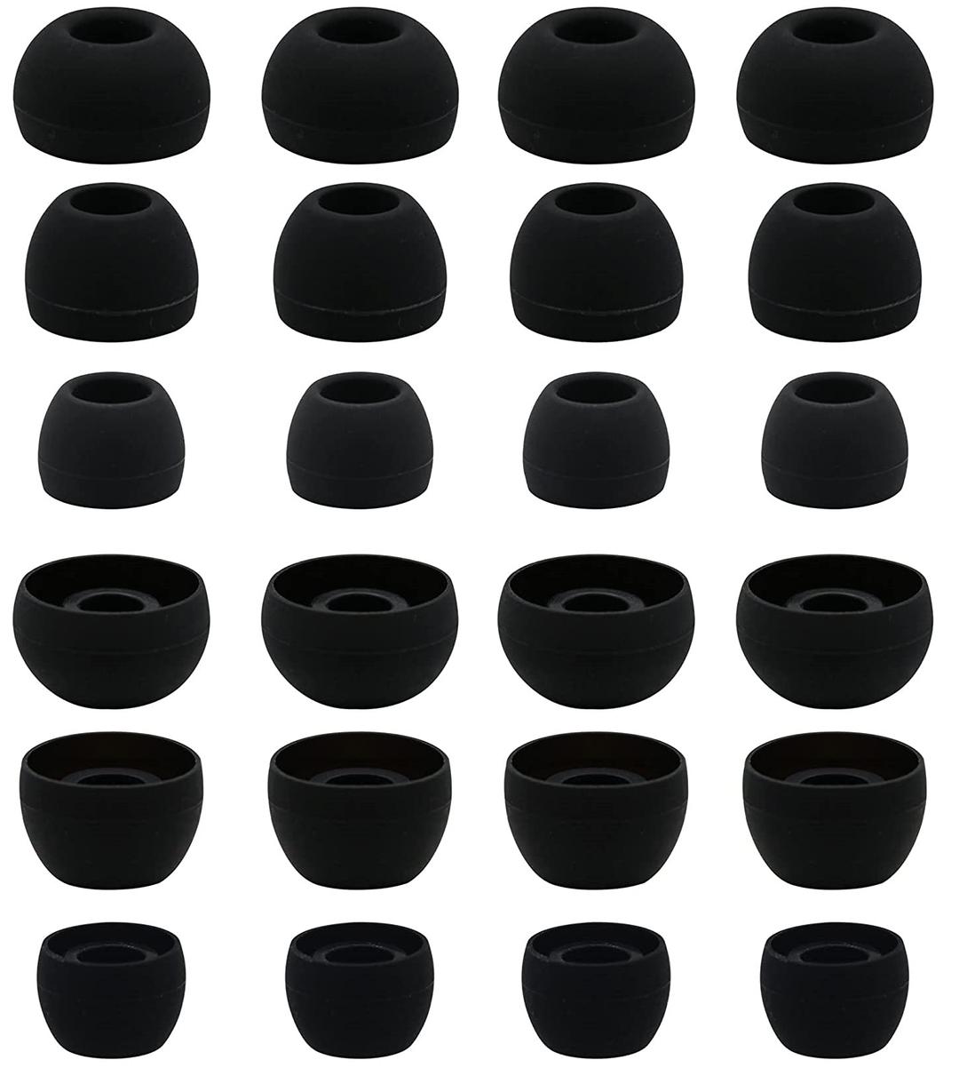 12 Pairs Silicone Replacement Earbud Ear Buds Tips Compatible with Skullcandy Sesh Evo and Other 3.8mm to 5.5mm Nozzle Earbuds Earphones, S/M/L Black