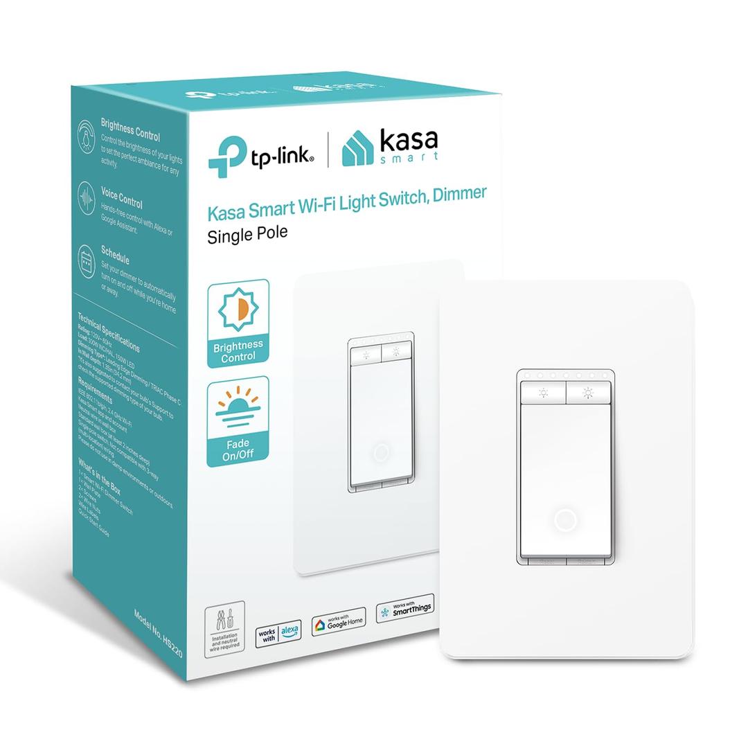 Kasa Smart Dimmer Switch HS220, Single Pole, Needs Neutral Wire, 2.4GHz Wi-Fi Light Switch Works with Alexa and Google Home, UL Certified, No Hub Required, 1 Pack