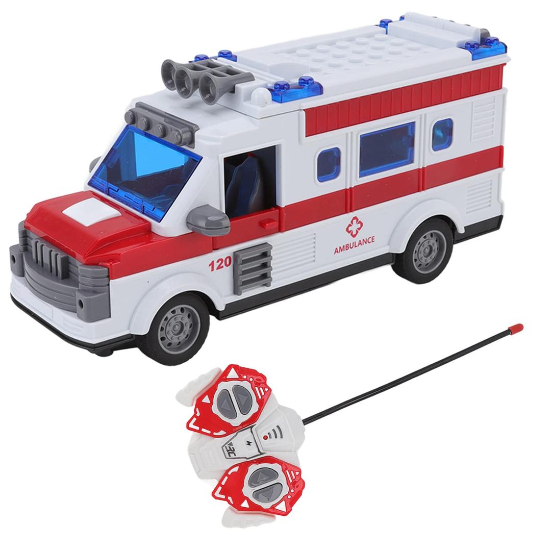 Ambulance Toys for Kids, Remote Control Car Play Emergency Toy Model Children RC Aid Truck Learn Toys Rescue Friction Powered Electric Vehicle Role Playsets Gifts Boys Girls Toddler Children