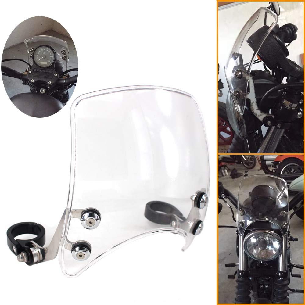 GUAIMIWindscreen 5" Round-Headlight Windshield 39-41mm Fork Mount Compatible with Harley Sportster XL 883 1200 XL48 72 Custom Cruisers