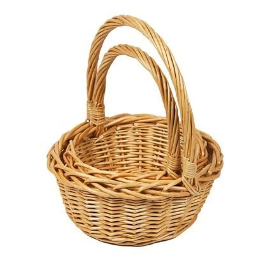 woodluv Wicker Hamper Basket with Long Carry Handles -Set of 2