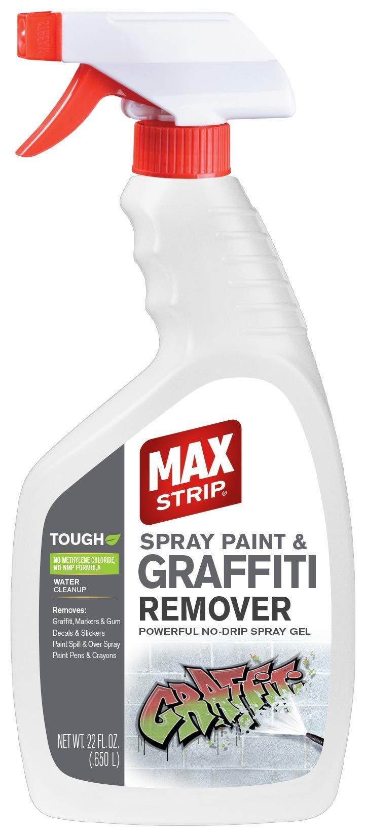 Max Strip Spray Paint and Graffiti Remover - 22 oz - Powerful No Drip Gel Removes Graffiti, Markers and Gum, Decals and Stickers, Paint Pens and Crayons - No Methylene Chloride No NMP Formula