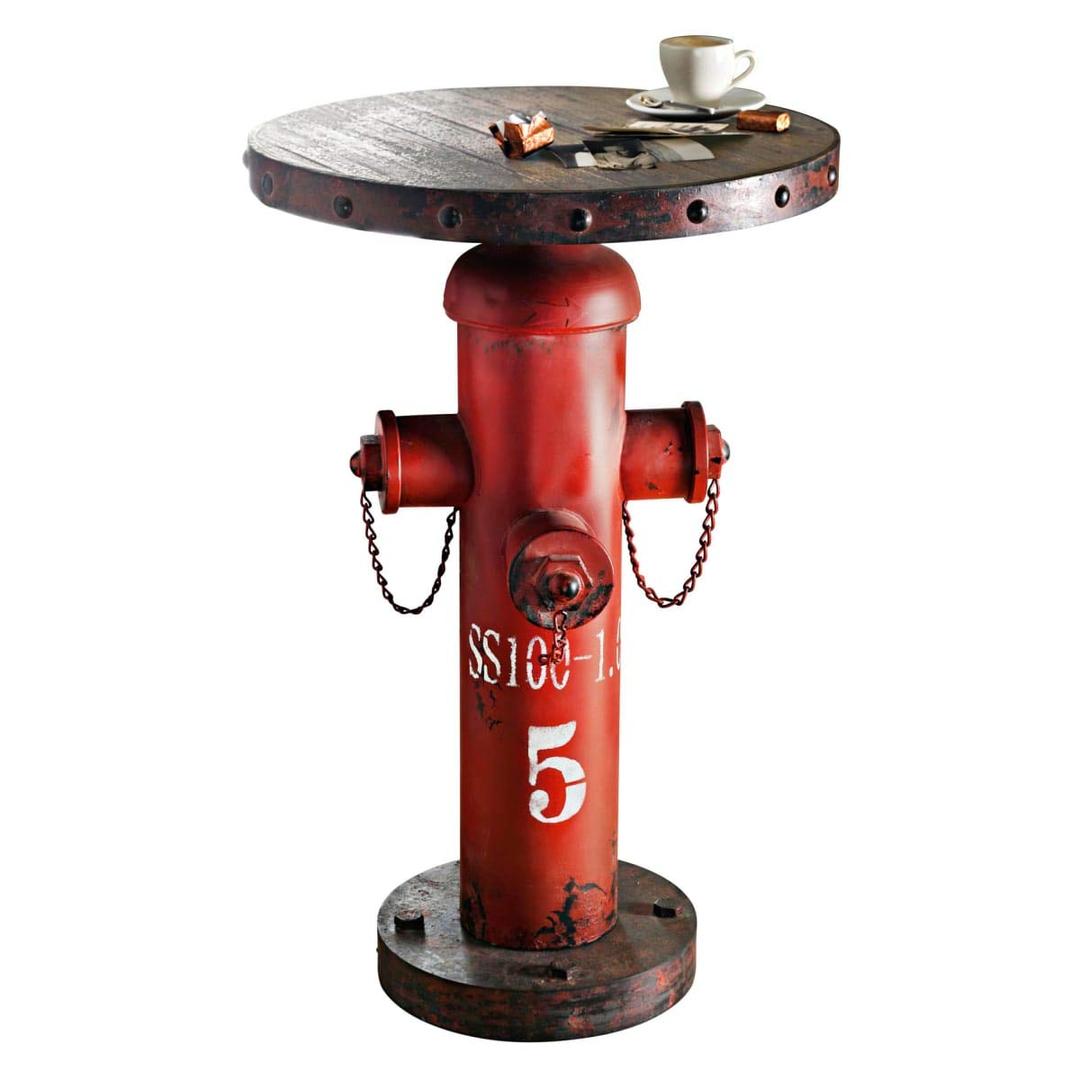 Hydrant Side Table Industrial Style Shabby Chic Metal Red Brown