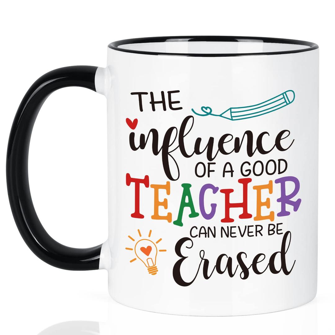 Maustic Teacher Appreciation Gifts, Teacher Gifts for Women Men, The Influence of a Good Teacher Can Never Be Erased, Teacher Appreciation Week Birthday Christmas Retirement Gifts, Teacher Mug 11 Oz