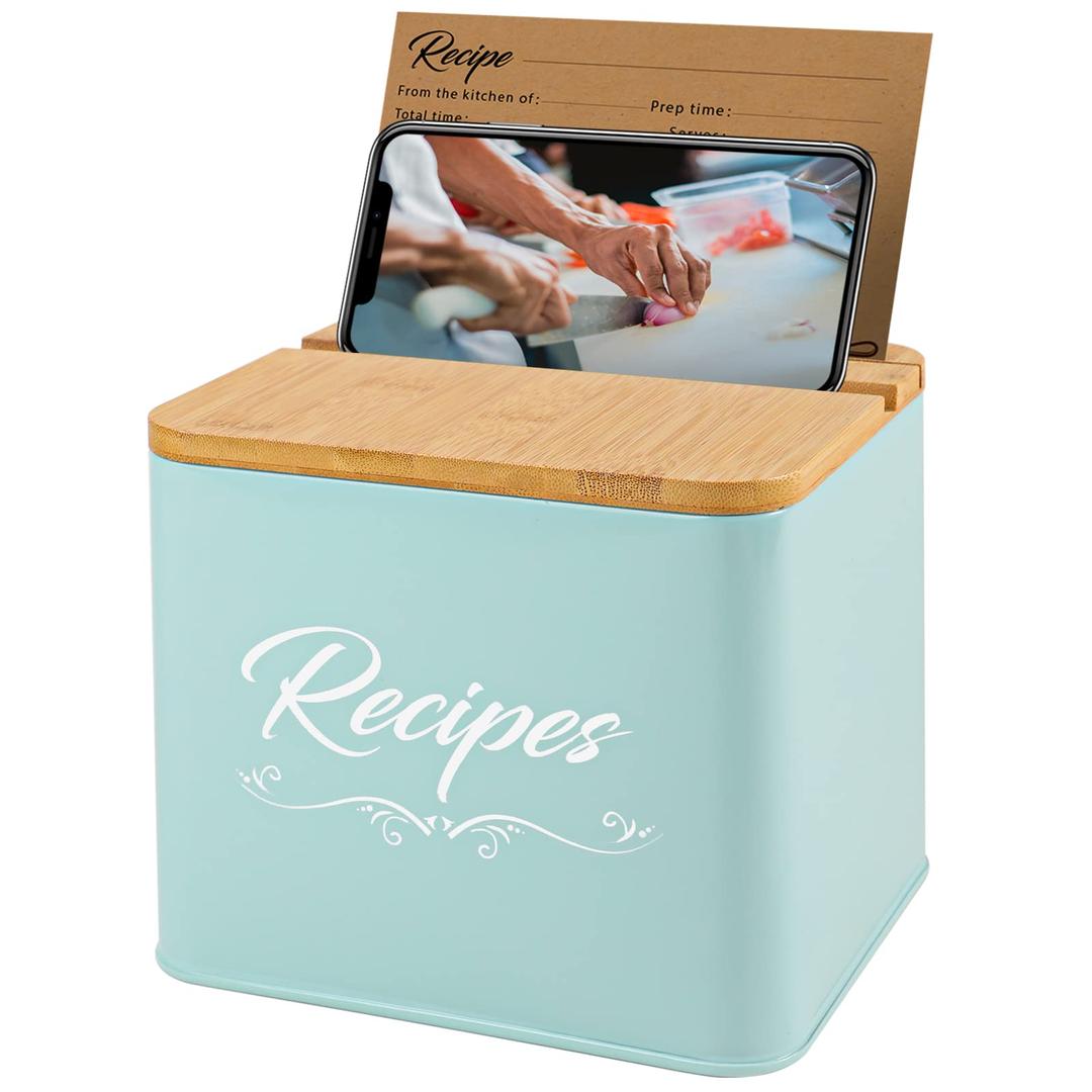 Kamehame Recipe Box with Cards and Dividers, Recipe Cards and Box Set, Includes 50 4x6 inches Recipe Cards and 50 Clear Recipe Card Protectors and 12 Recipe Dividers