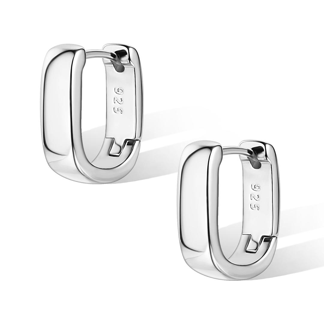 925 Sterling Silver Earrings Small Chunky Silver Earrings for Women Trendy Small Hoop Earrings Silver Hypoallergenic Earrings Small Thick Huggie Hoops Earrings for Jewelry Gifts