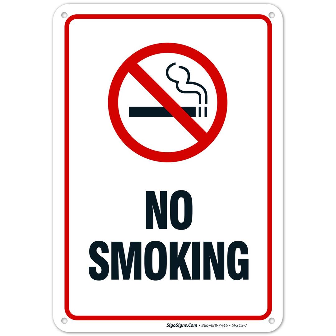 Sigo Signs, No Smoking Sign, No Smoking Metal Sign, 10x7 Inches, Rust Free .040 Aluminum, Fade Resistant, Made in USA