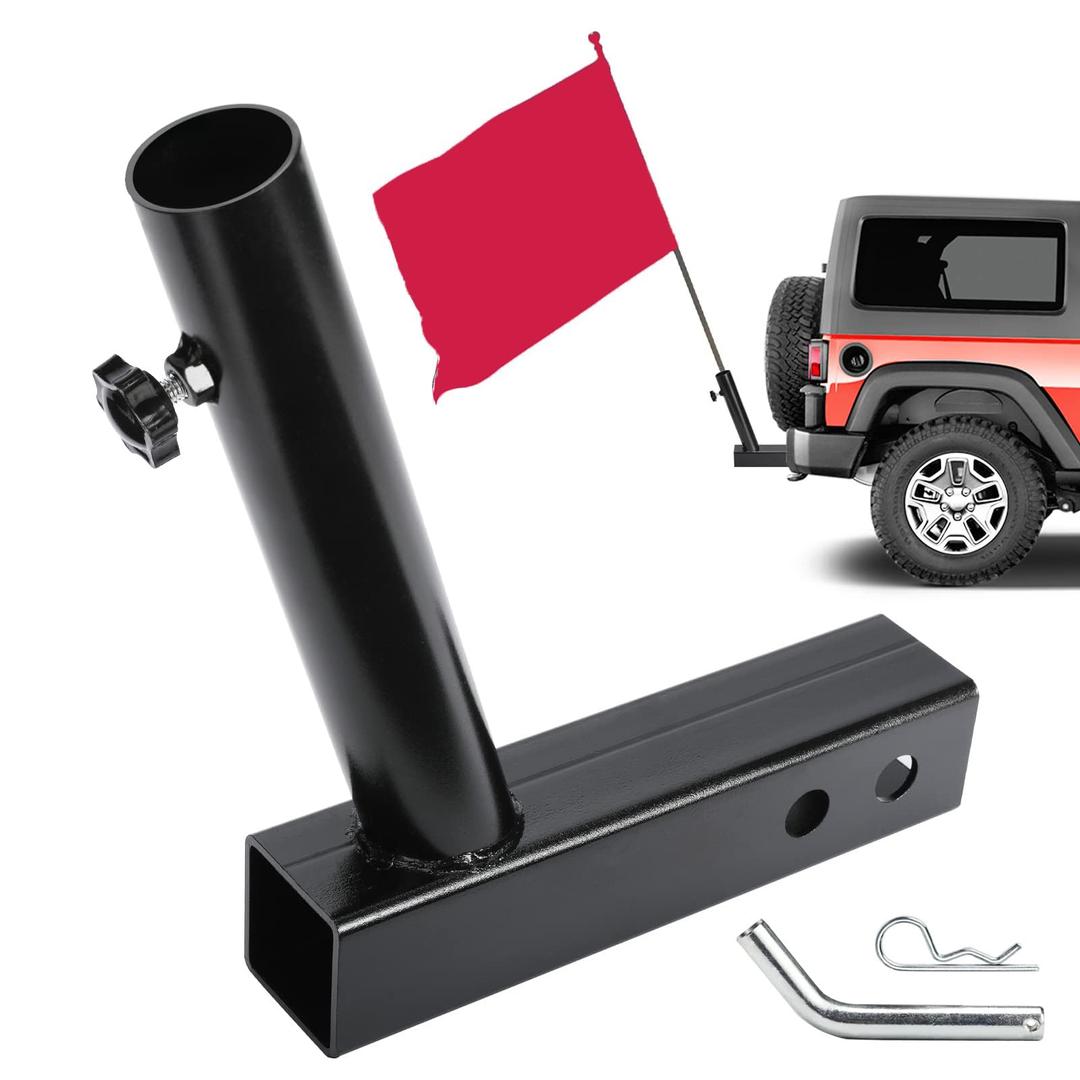 TERRIFI Hitch Flag Pole Holder, Flagpole Hitch Mount, Car Angled Flag Pole Holder, Universal Fit for Standard 2 inches Hitch Receivers, for Truck, SUV, RV, Pickup, Camper