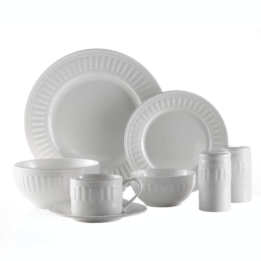 American Atelier Sparta 50 Piece Round Dinnerware Set, 10.5x10.5, White