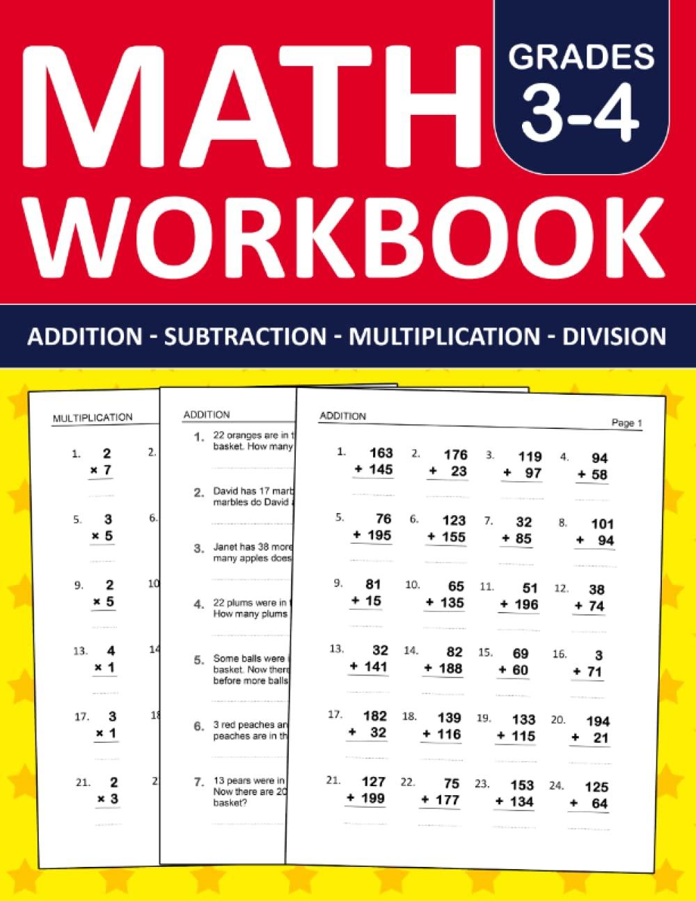 Math Workbook Grade 3 & 4 Addition, Subtraction, Multiplication, and Division Exercises: 3rd Grade and 4th Grade Math Practice Workbook With 880 ... |Math Worksheets For Grade 3 & 4 (Ages 8-10) Paperback – April 4, 2022