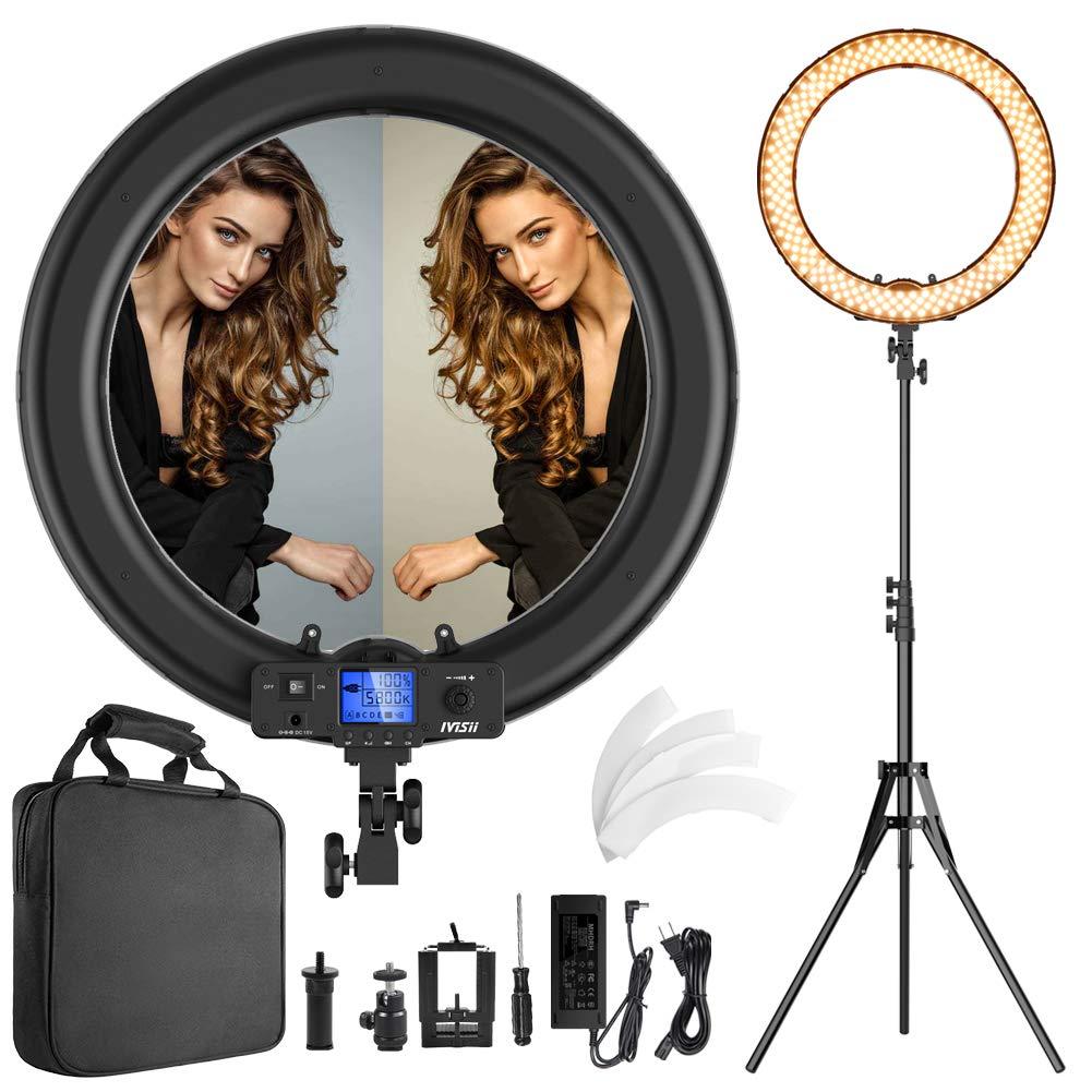 Ring Light,19inch LED Ring Light with Stand &LCD Display Adjustable Color Temperature 3000K-5800K, Makeup Light for YouTube Video Shooting, Portrait, Vlog, Selfie 【Upgraded Version】