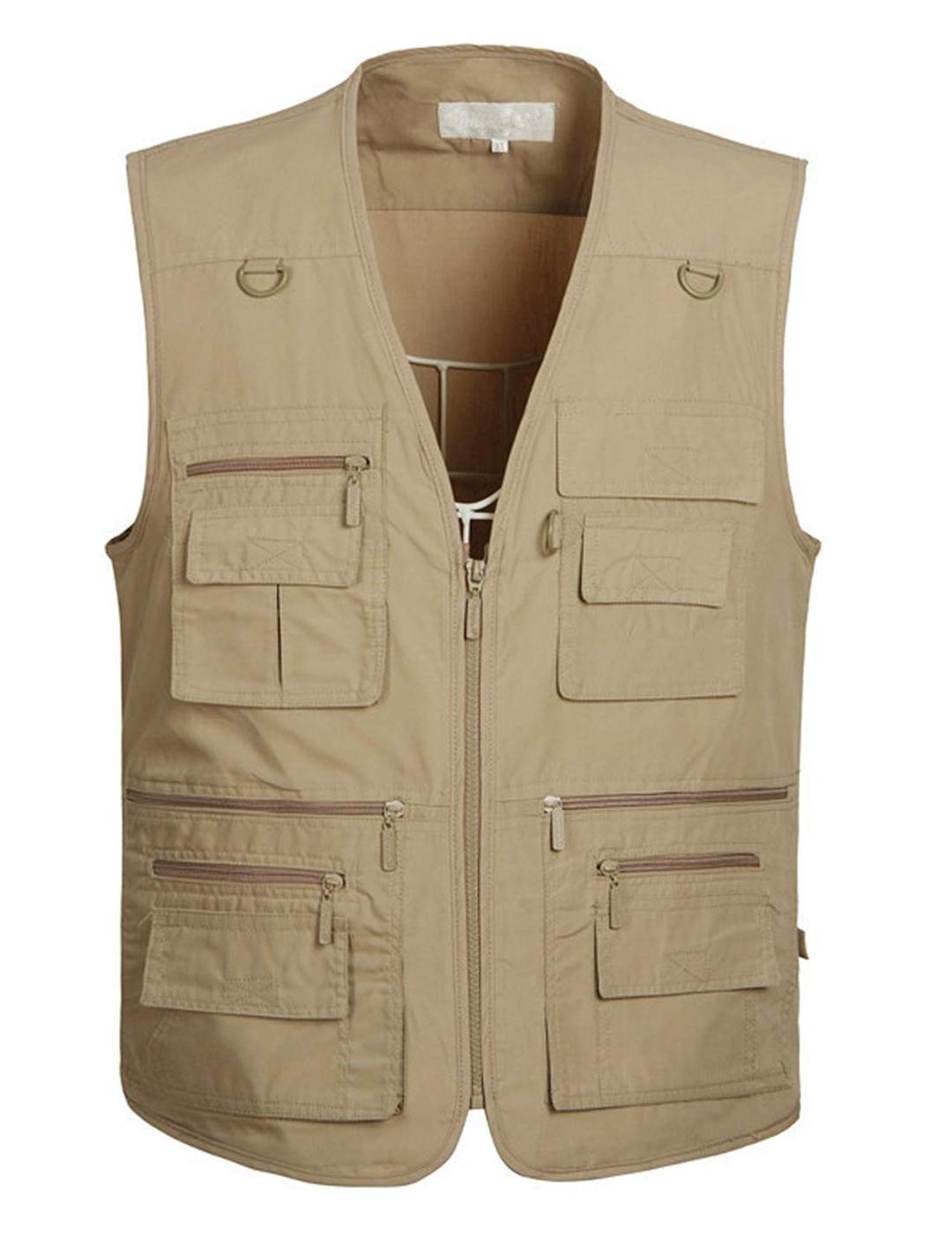 LenttaMen's Fishing Vest Summer Outdoor Lightweight Work Photo Vest 16 Pockets