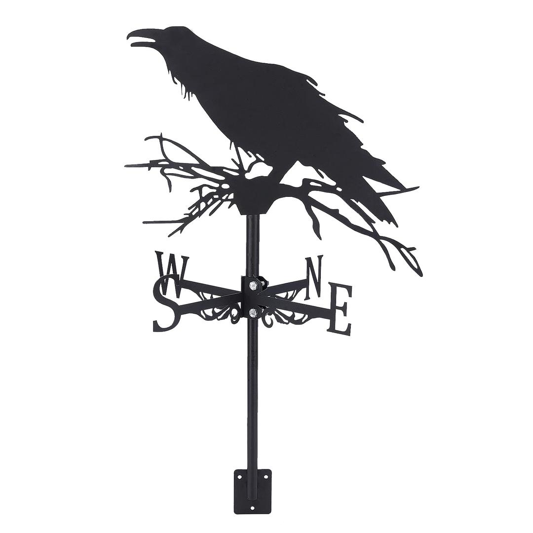 SUPERDANT Weathervane Crow Ornament Wind Vane Weathercock Reven Metal Weather Vane for Garden Farmhouse Decorative Outdoor Wind Measuring Tool Wind Direction Indicator Weather Vanes for Yard