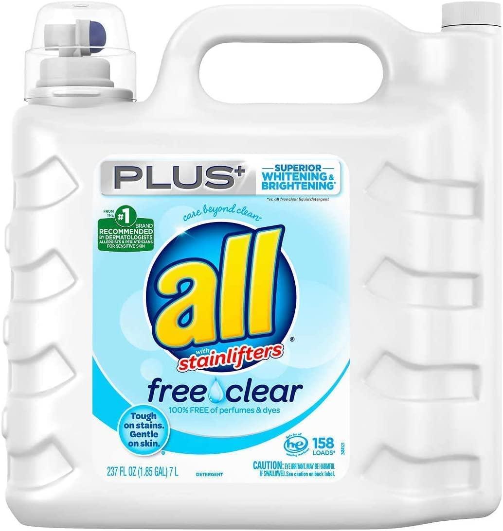 all Liquid Laundry Detergent, Free Clear for Sensitive Skin, (Free Clear, 237 Fluid Ounces)