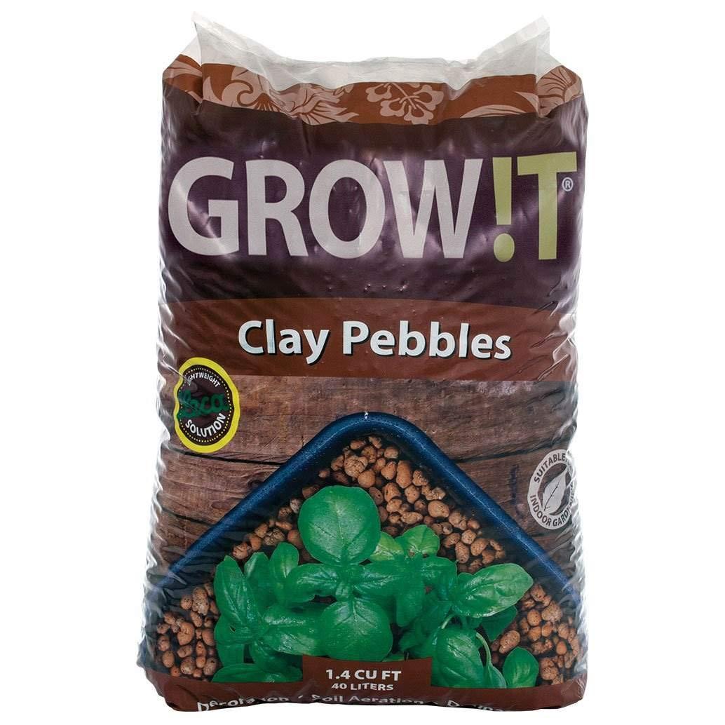 GROW!T GMC40l - 4mm-16mm Clay Pebbles, Brown, (40 Liter Bag) - Made from 100% Natural Clay, Can be used for Drainage, Decoration, Aquaponics, Hydroponics and Other Gardening Essentials