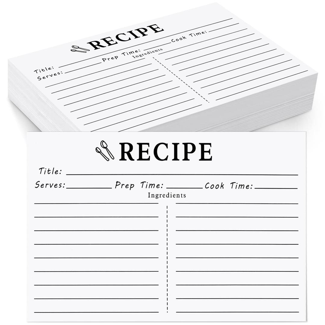 70 Count Recipe Cards, Recipe Cards 4x6 White, 4x6 Recipe Cards Double Sided, Blank Recipe Cards for Bridal Shower and Wedding