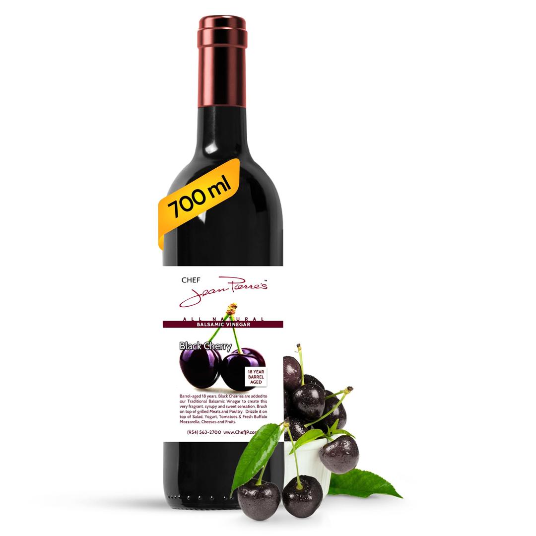 Chef Jean Pierre's Italian Balsamic Vinegar - 750ml (25oz) Rich Black Cherry Flavor, 18-Years Traditional Barrel Aged - Ideal For Enhancing Your Meals