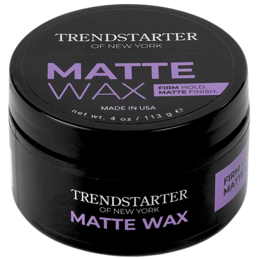 TRENDSTARTER - MATTE WAX (4oz) - Firm Hold - Matte Finish - Fiber Pomade - Premium Water Based All-Day Hold Hair Styling Pomade – Flake-Free Styling Wax for All Hair Types