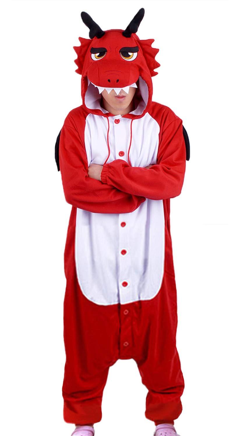 WOTOGOLDAnimal Cosplay Costume Red Dragon Unisex Adult Pajamas