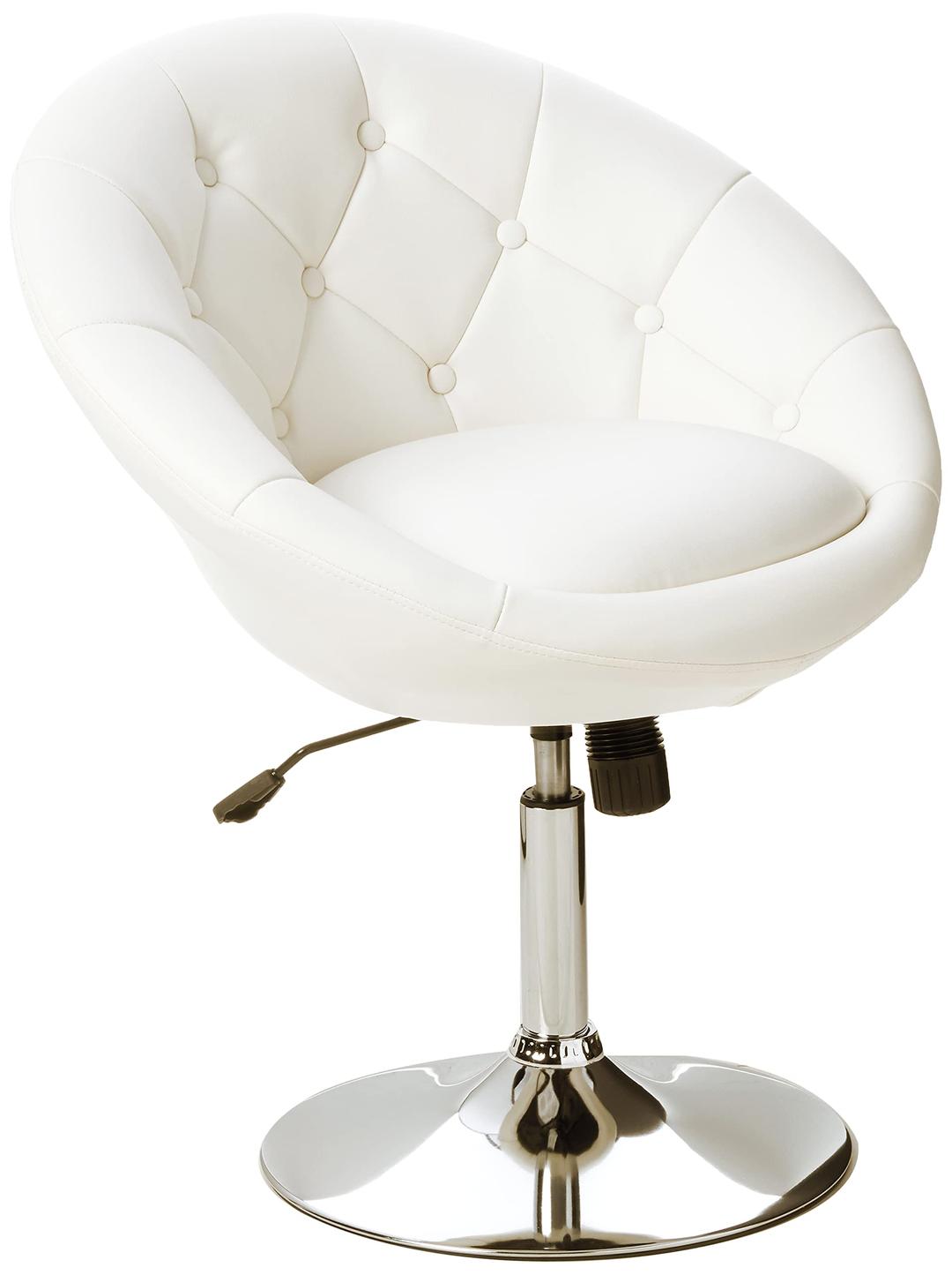 Roundhill Furniture Noas Contemporary Round Tufted Back Tilt Swivel Accent Chair, White