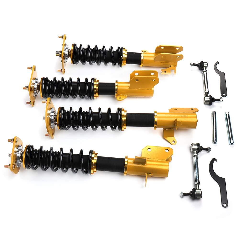 Adjustable Height Coilovers Struts Front And Rear Fit for 1999-2002 for Mazda Protege /2002-2003 for Mazda Protege5 Coil Spring Over Shock (Set of 4)