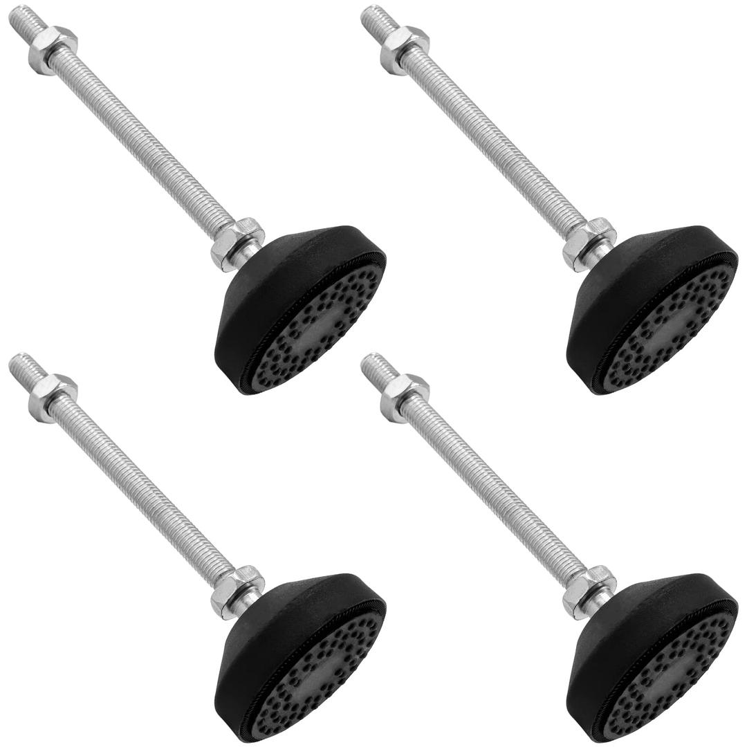 4 Pcs M8 Metal Adjustable Leveling Feet Heavy Duty, Swivel Furniture Glides Leveler for Table Desk Shelf Chair, Black, 5.1" x 1.9"/ 130mm x 48mm