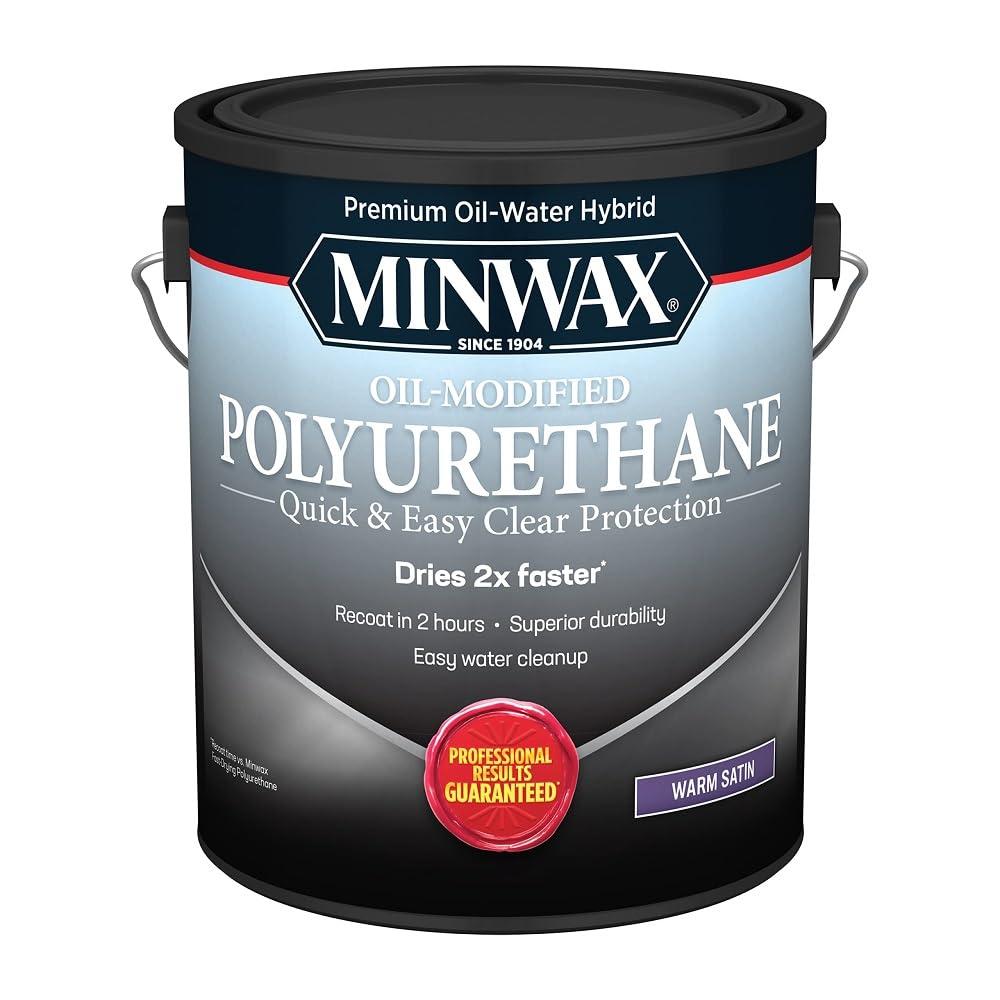 1 gal Minwax 71033 Clear Premium Oil-Water Hybrid Water-Based Oil-Modified Polyurethane, Warm Satin