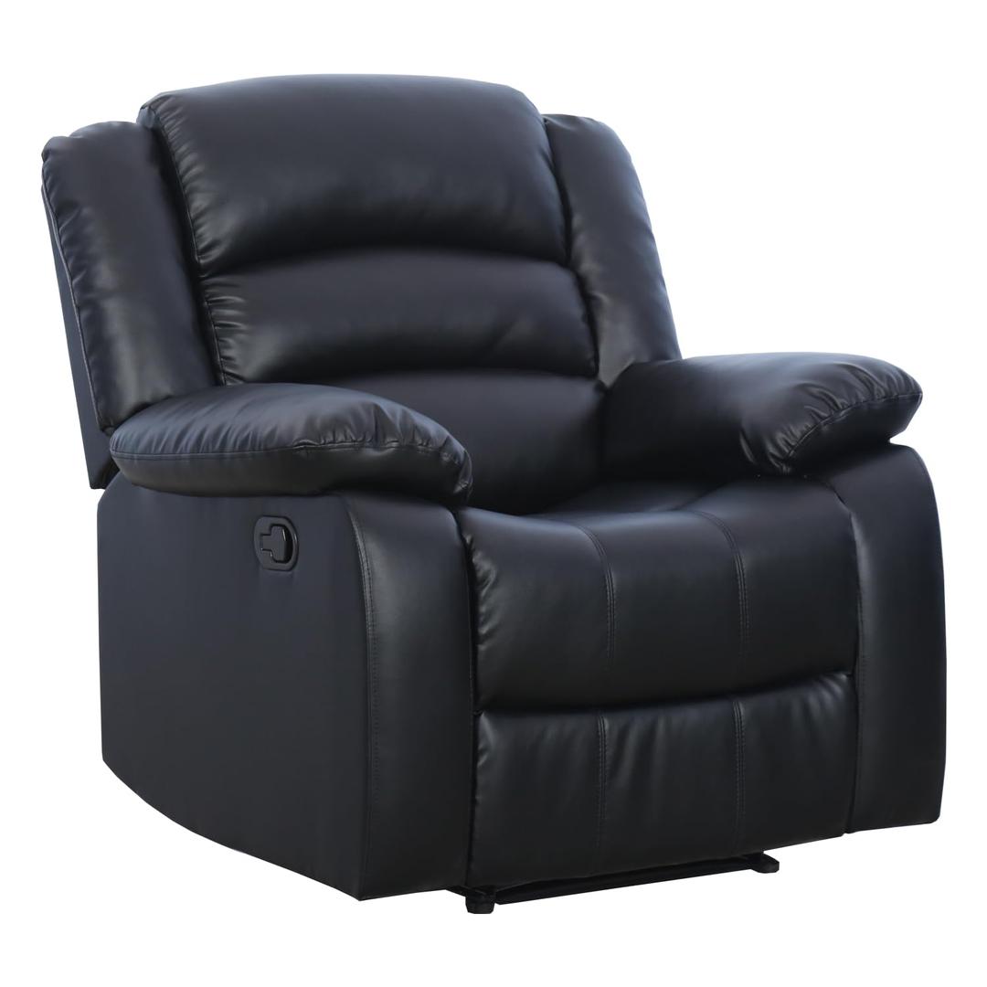 Phoenix Home PU Leather Manual Chair Recliner, Black