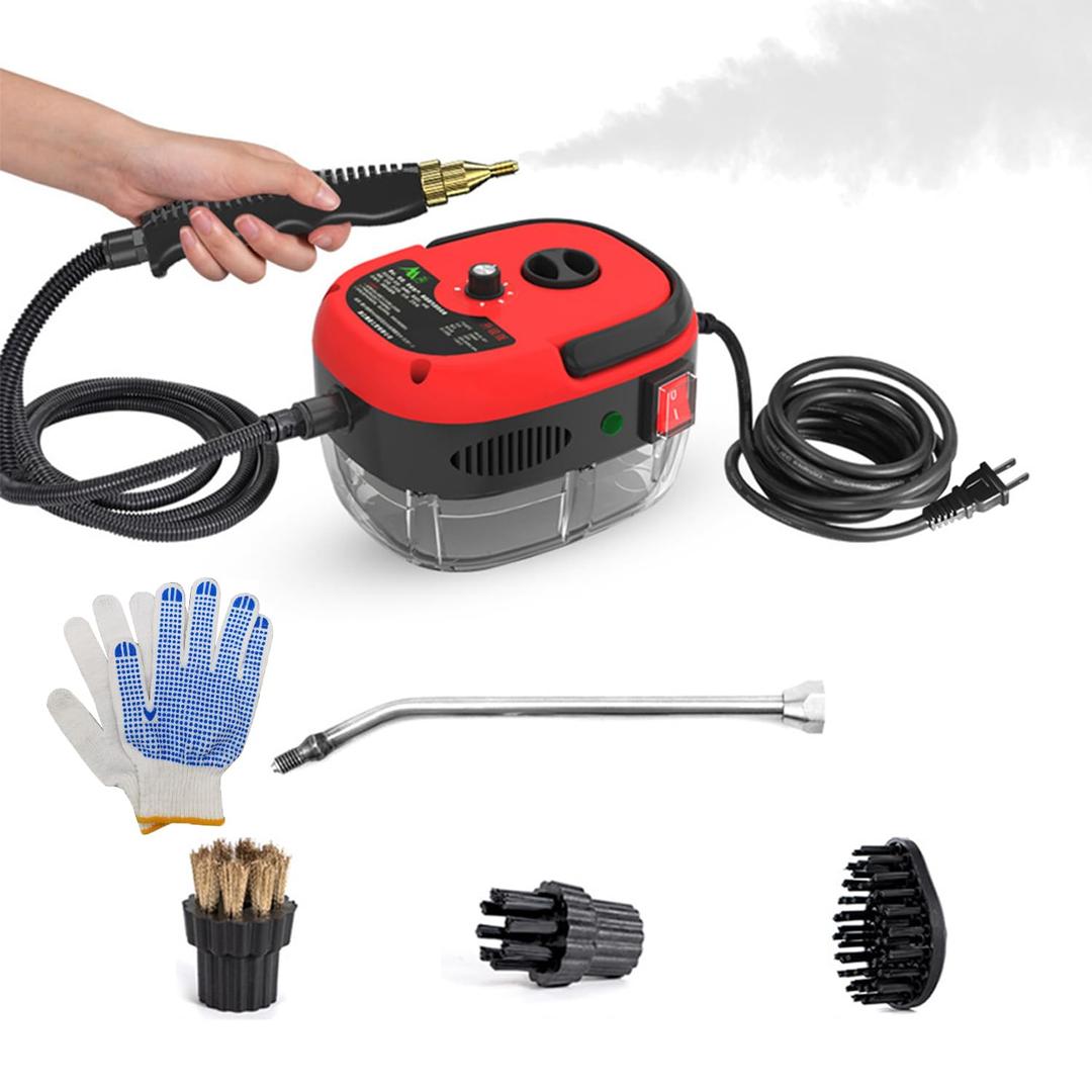 2500W High Pressure Steam Cleaner,Portable Handheld Steam Cleaner, Steam Cleaning Machine,High Temperature Pressurized Steam Cleaner with 3 Brush Heads for Floors, Car, Furniture, Bathroom