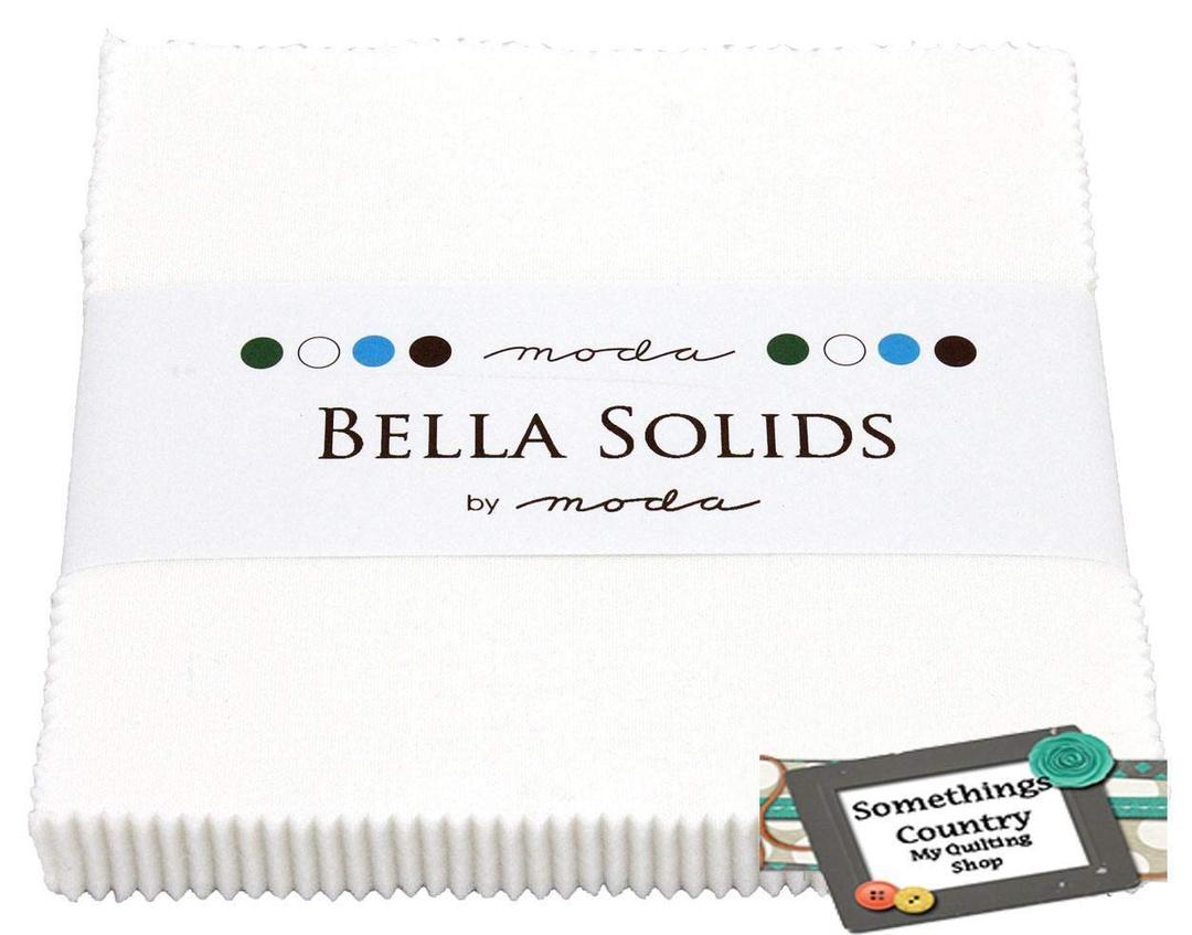 Moda Bella Solids White Bleached 9900PP-98 Charm Pack, 42 5-inch Cotton Fabric Squares