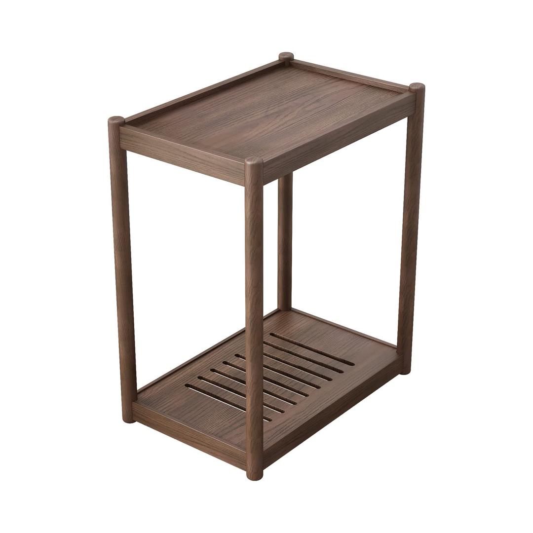 Computer Tower Stand, All Solid Wood Pc Stand.Mobile End Table, Side Table.2-Tier Pc Cart with Wide Storage Surface, with 4 Mute Locking Caster Wheels, for Study Bedroom (Walnut).