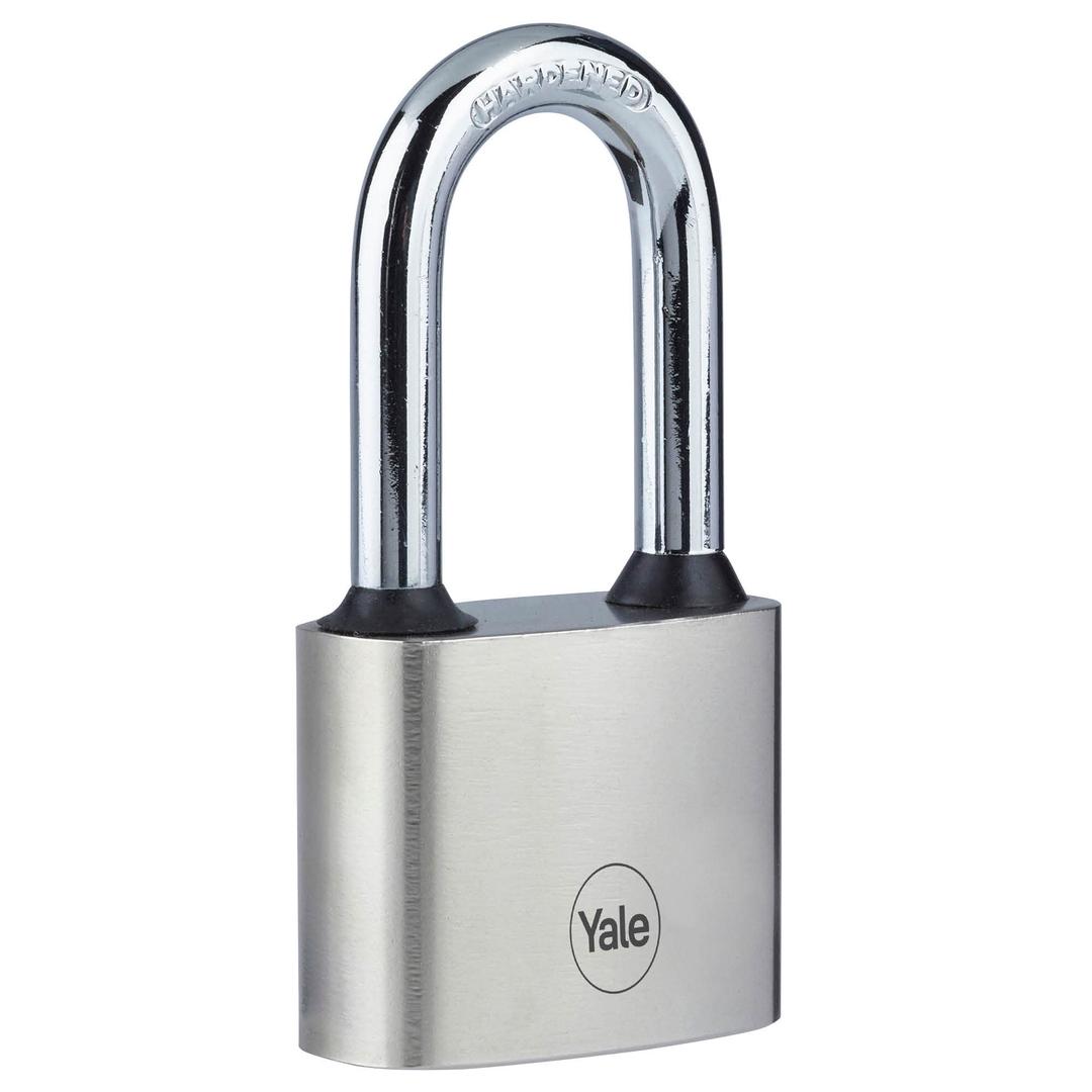 Yale Iron Disc Padlock 40mm - Nickel Plated - Hardened Steel Long Shackle - Extreme Corrosion Resistance for Outdoor use