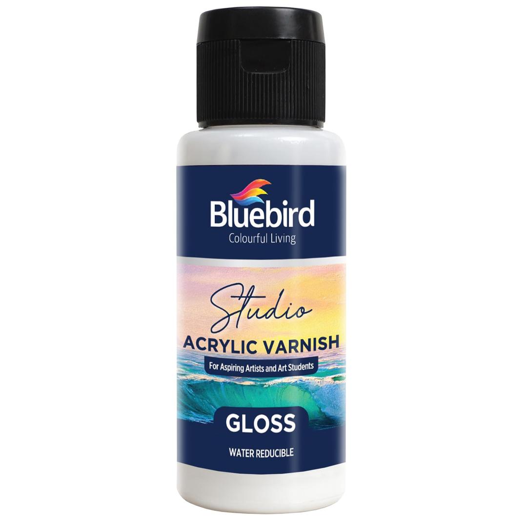 BLUEBIRDStudio Acrylic Varnish, Gloss, 3.38 Fl Oz (100ML), Non-Yellowing, Non-Toxic, Anti-Crazing, Basic Varnish for Pro Artists, Hobby Painters & Kids