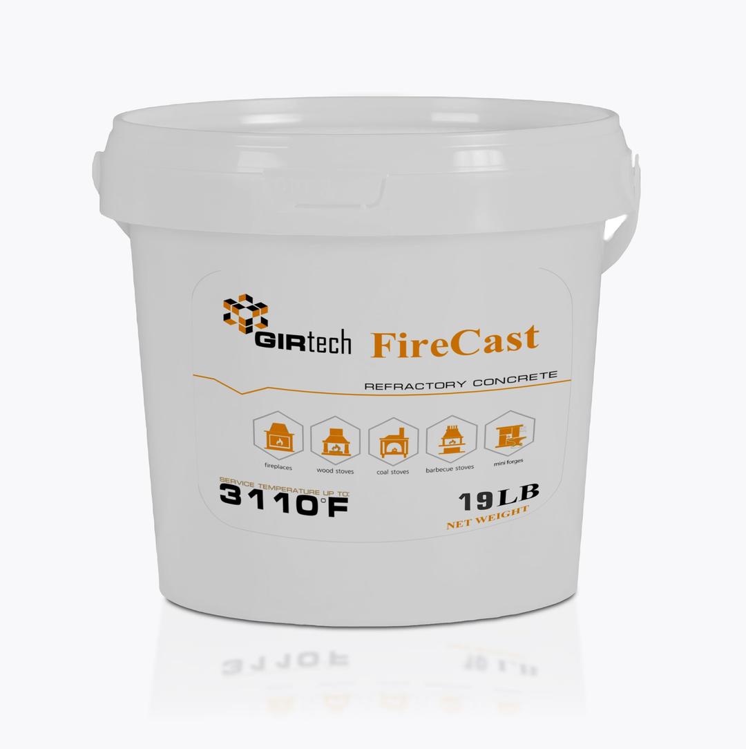 FireCast Castable Refractory Cement Mix 3110 Degree Fahrenheit 19 Lbs High Temperature Heat Resistant Fireproof Mortar Build Repair Pizza Oven Fire Places Forge Kiln Stove