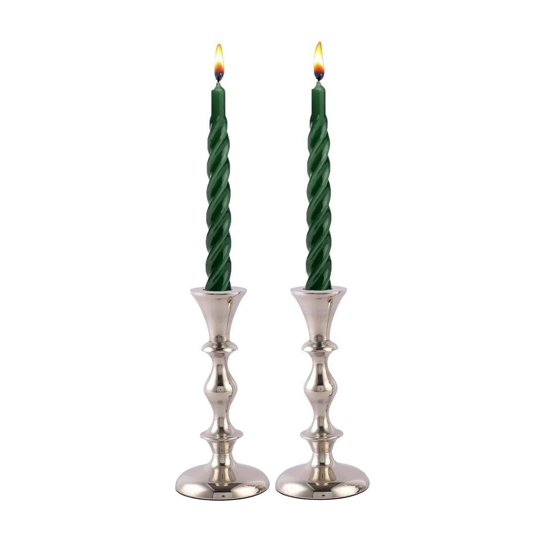 Silver Candle Holders Set of 2 - Decorative Taper Candles for Candlesticks - Candle Stick Candle Holder -Candlestick Holders for Taper Candles - Modern Candle Holders for Dinner, Party