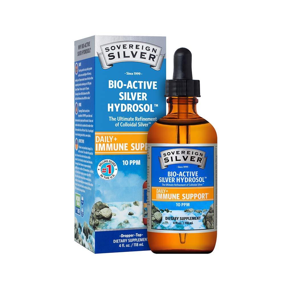 Sovereign SilverImmune Support - Colloidal Silver Mineral Supplement – Liquid Bio-Active Silver Hydrosol - 10ppm - 4oz (118mL) Dropper