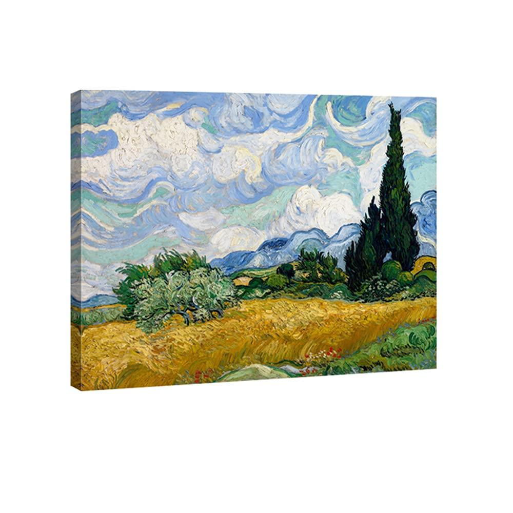 Wieco Art Wheat Field with Cypresses by Van Gogh Famous Oil Paintings Reproduction Modern Landscape Canvas Prints Artwork Pictures on Canvas Wall Art for Home Office Decorations