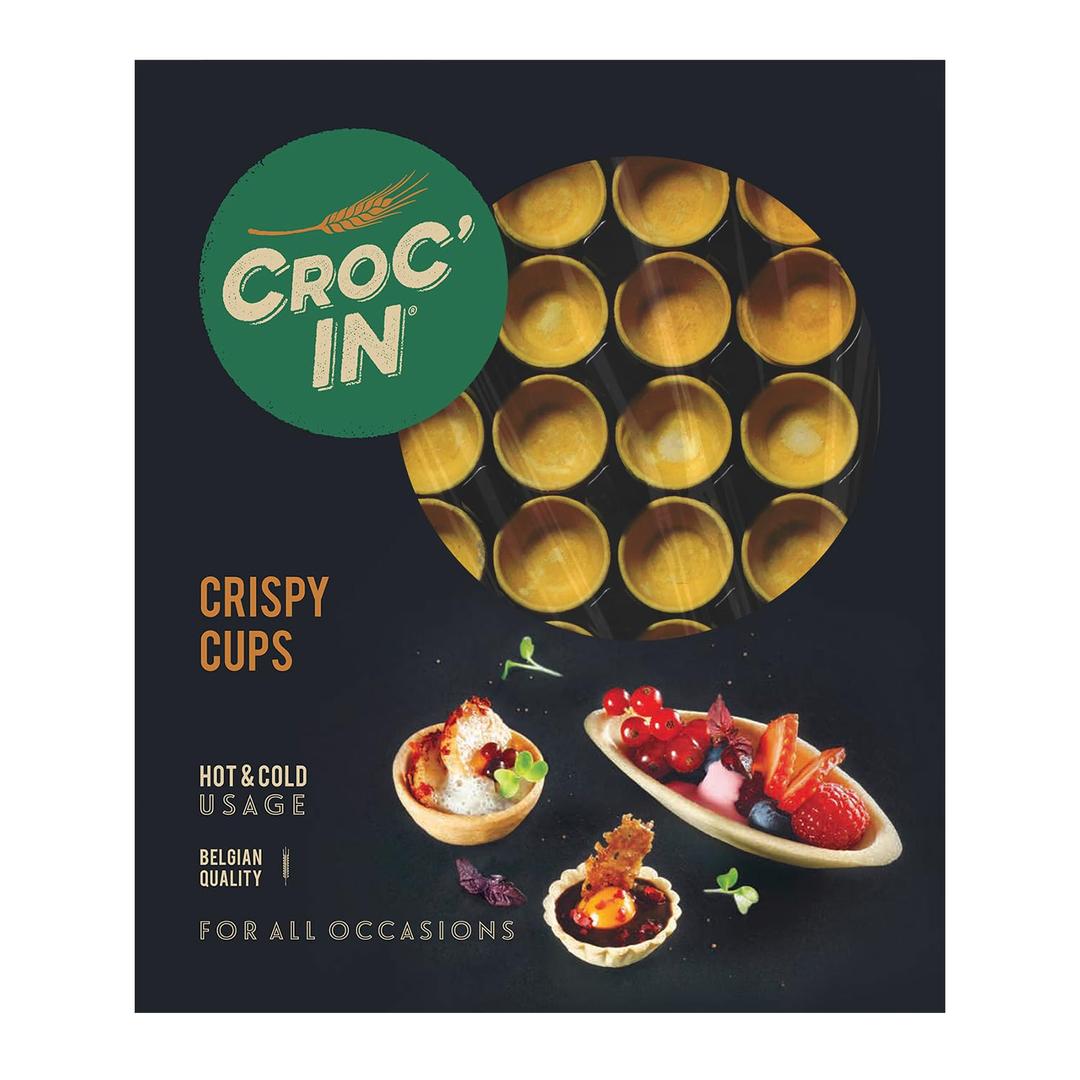 CROC'IN - Gold Mini Tart Shells - Edible Appetizer Or Dessert Cups - Pastry Pans - Artisanal & Vegan Confection - 60 Pieces