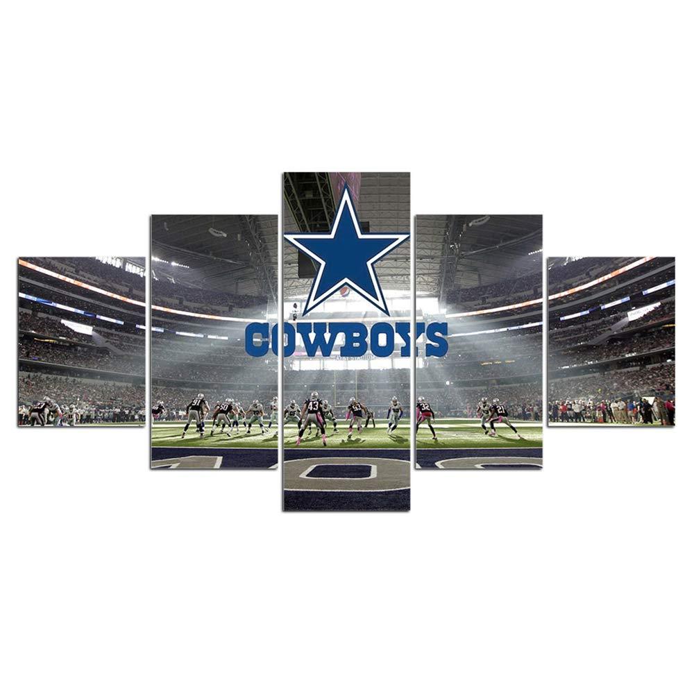 Cowboys Stadium Wall Art Pictures Wall Decor 5 Panel Canvas Prints Sports Football Poster Frame Painting Dining Room Home Bedroom Decorations Artwork Ready to Hang(60''Wx32''H)