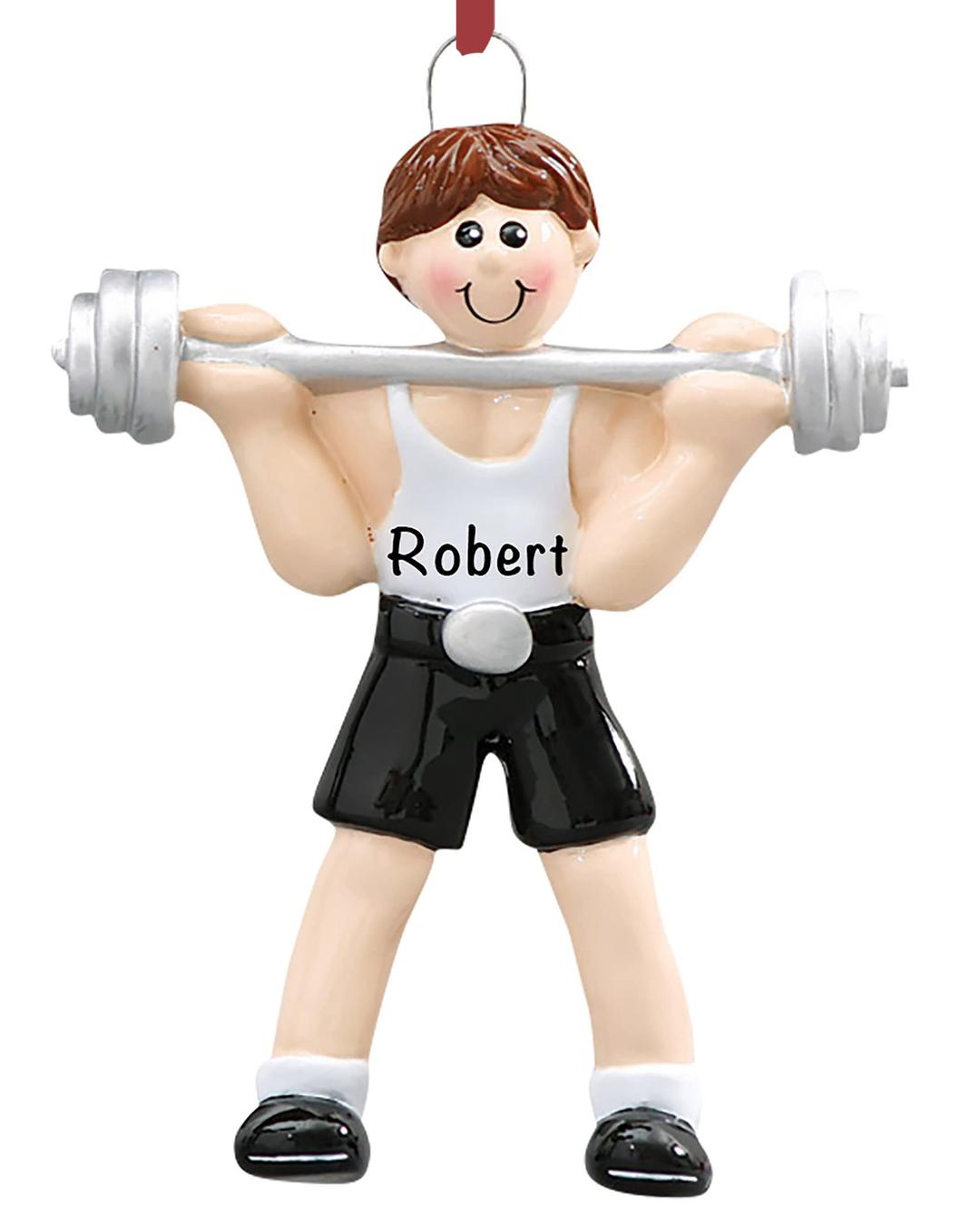 Personalized Weight Lifting Christmas Ornaments 2023 - Fast & Free 24h Customization – Gym Workout Guy Christmas Decorations with Name - Comes Gift-Wrapped