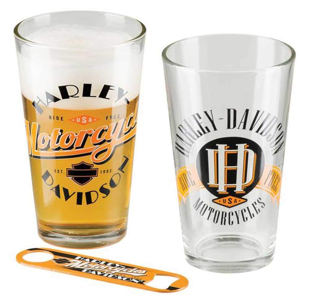 Harley-DavidsonRide Free Pint Glass Set w/Opener - Set of 2-16 oz. HDL-18798