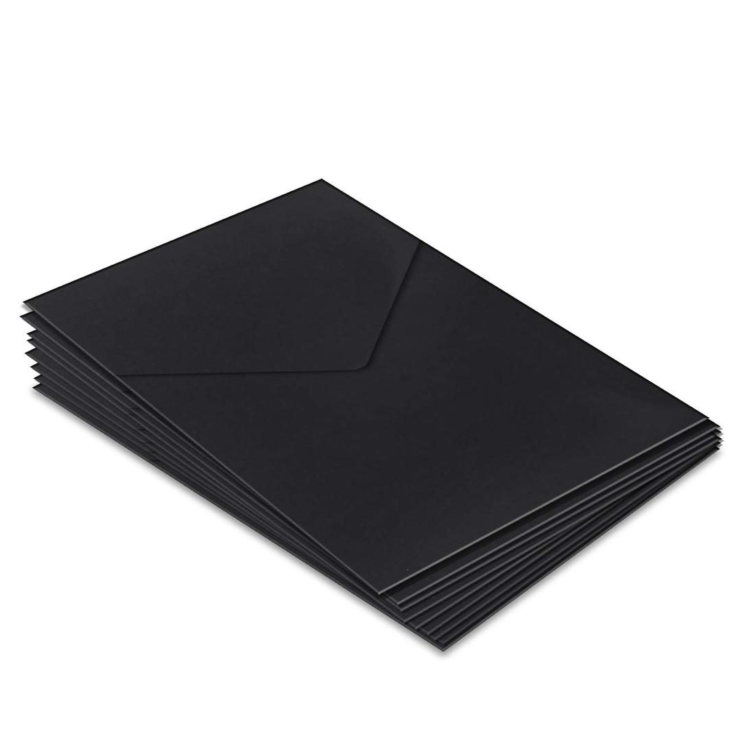 Black Smooth 5" x 7" Wedding Invitation Pockets / A7 Size Party Invite Envelope Pocket Folders / 50 Event Invitation Announcement Elegant Gathering Envelopes