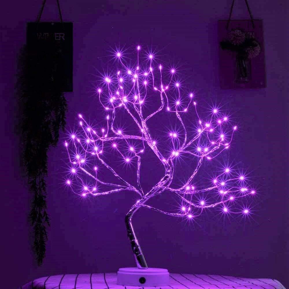 U-HOOMETree Lights Night Light with Touch Button, 36 LED Pearl Beads Fairy Light Children's Room Décor Battery & USB Powered Tree Lamps Bedside & Table Lamps for Kids Room,Christmas (select 2)